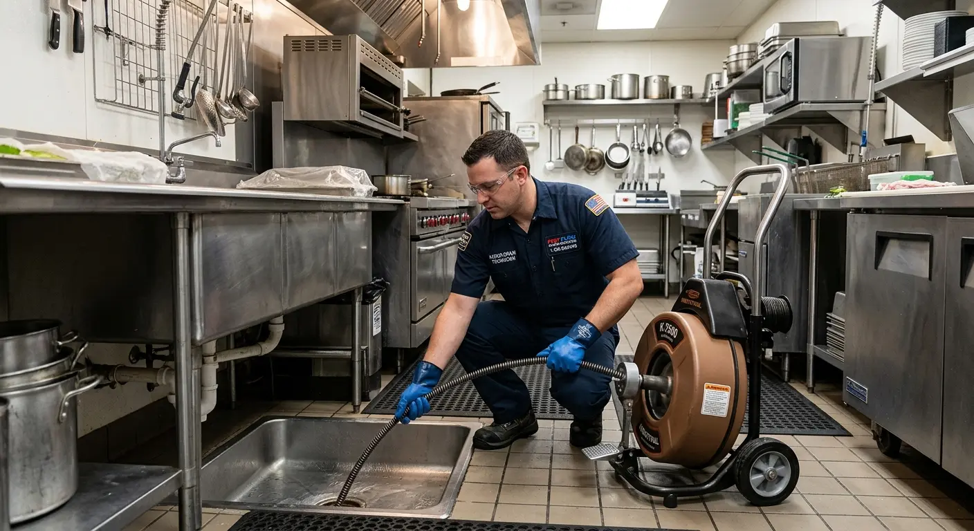 Commercial drain cleaning service in a restaurant kitchen in Homosassa Springs